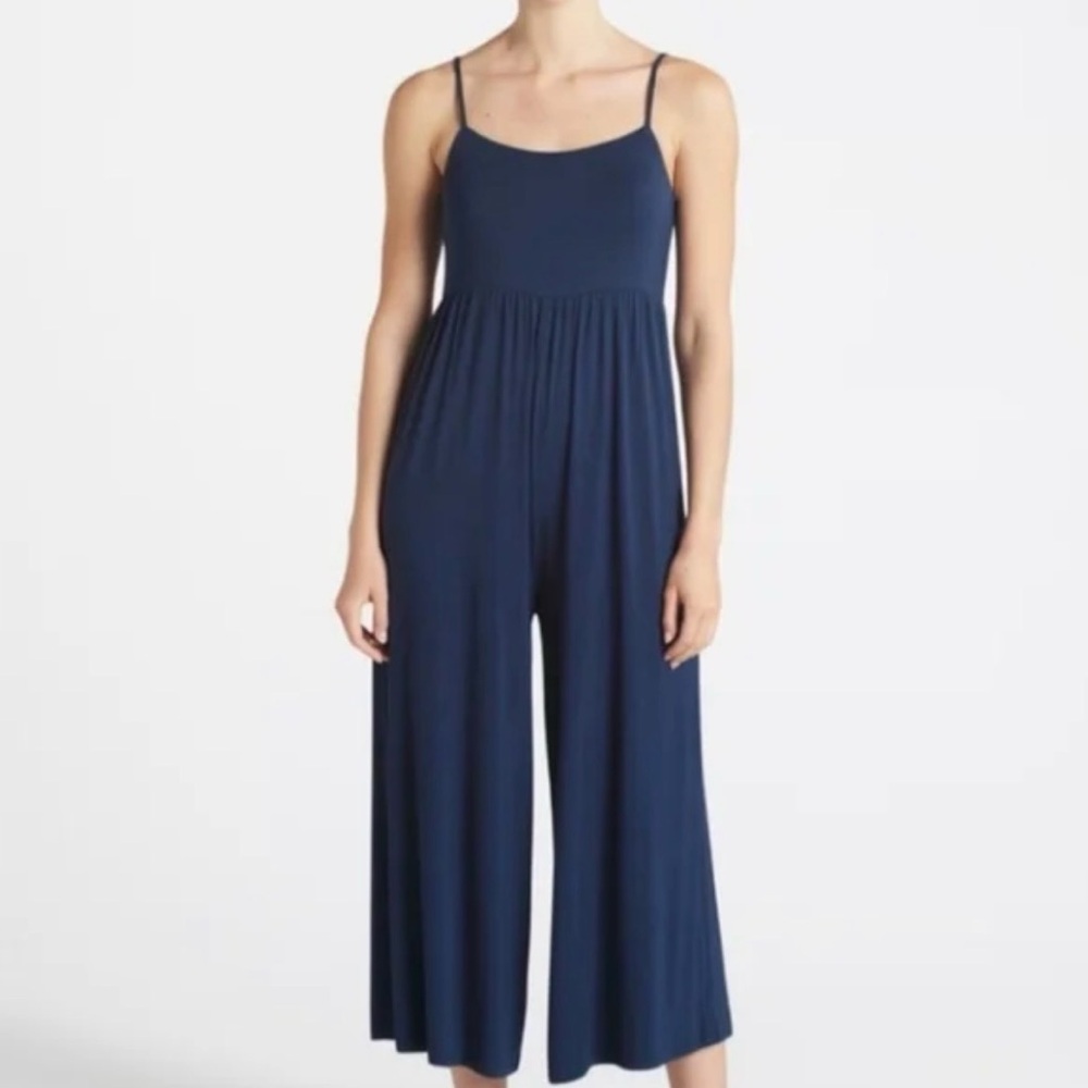 Quince Navy Spaghetti Strap Jumpsuit